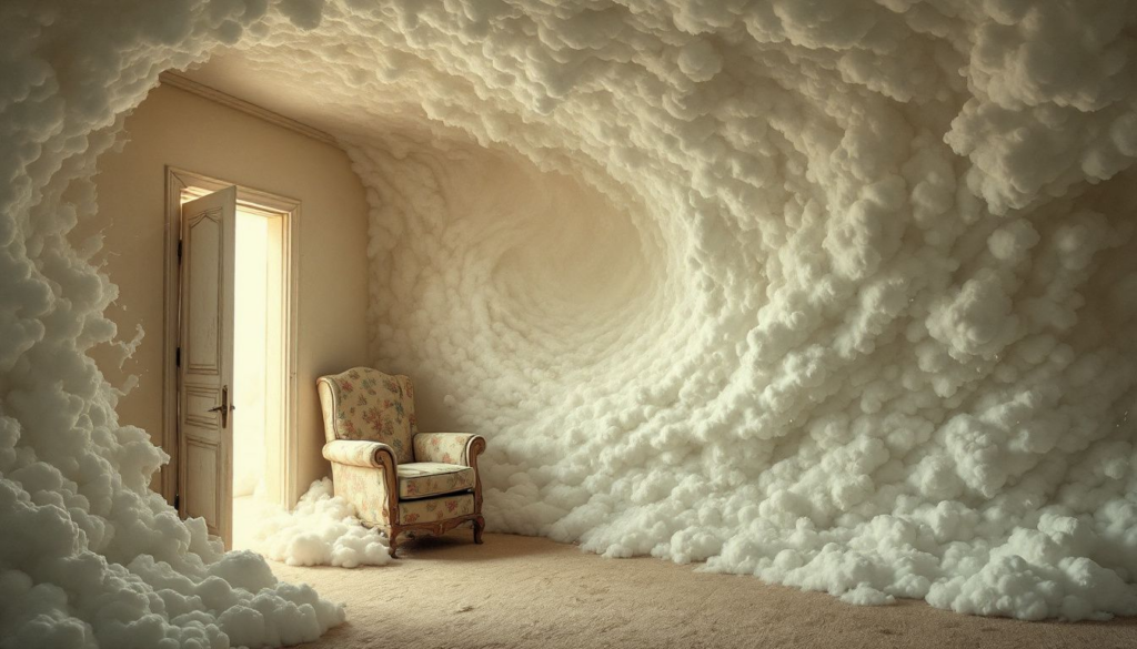 A before and after comparison of a room with a replaced popcorn ceiling.