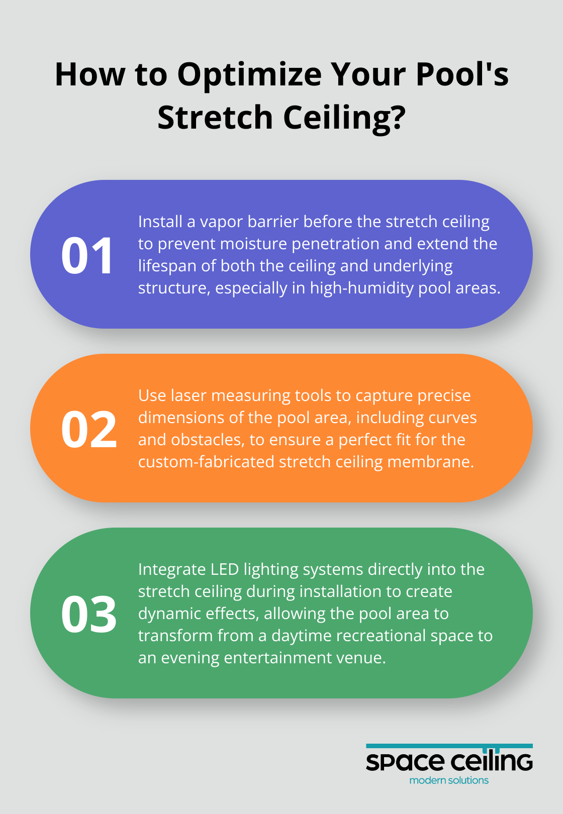 Infographic: How to Optimize Your Pool's Stretch Ceiling? - Stretch Ceiling, Pool upgrade, Water Proof, Mold resistant